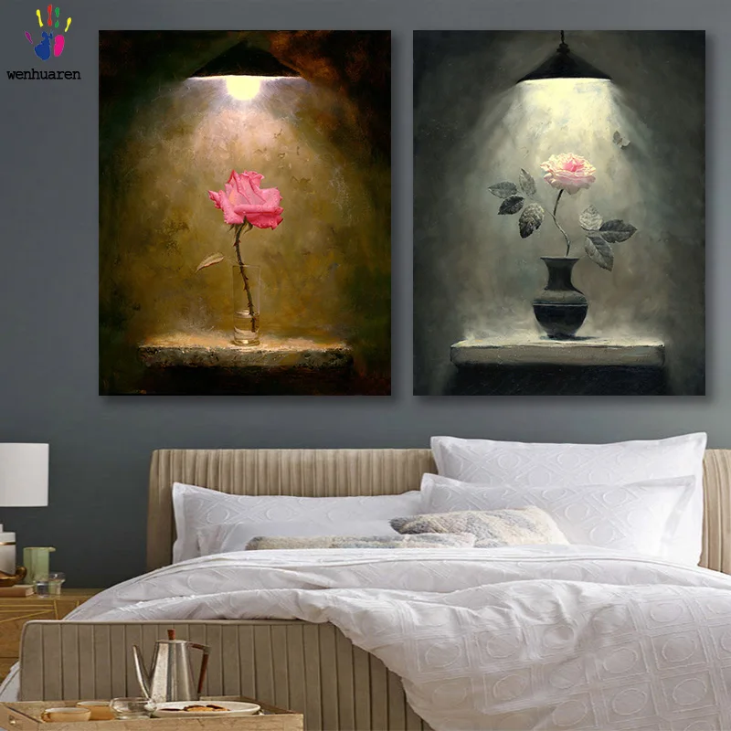 

DIY colorings pictures by numbers with colors Flowers under the lights picture drawing painting by numbers framed