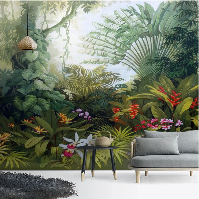 3d Wallpaper Rainforest Beibehang Hand-Painted Mural Landscape-Background-Wall Custom