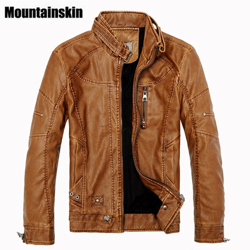 Mountainskin 2017 Winter Men s Leather Jackets Casual Men Vintage Motorcycle PU Faux Jacket Male Moto