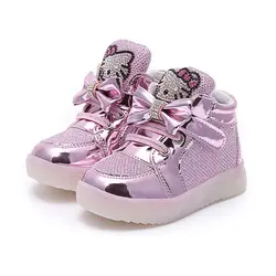 Обувь для девочек, детская обувь на липучке светодио дный светящаяся обувь для детей, светящиеся кроссовки для маленьких девочек, вечерние