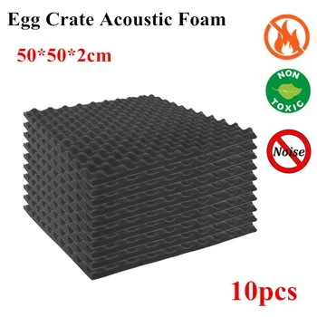 

10pcs Acoustic Foam Treatment Sound Proofing Sound-Absorbing Noise Sponge Studio Room Absorption Wedge Tiles Foam 50 X 50 X 2cm