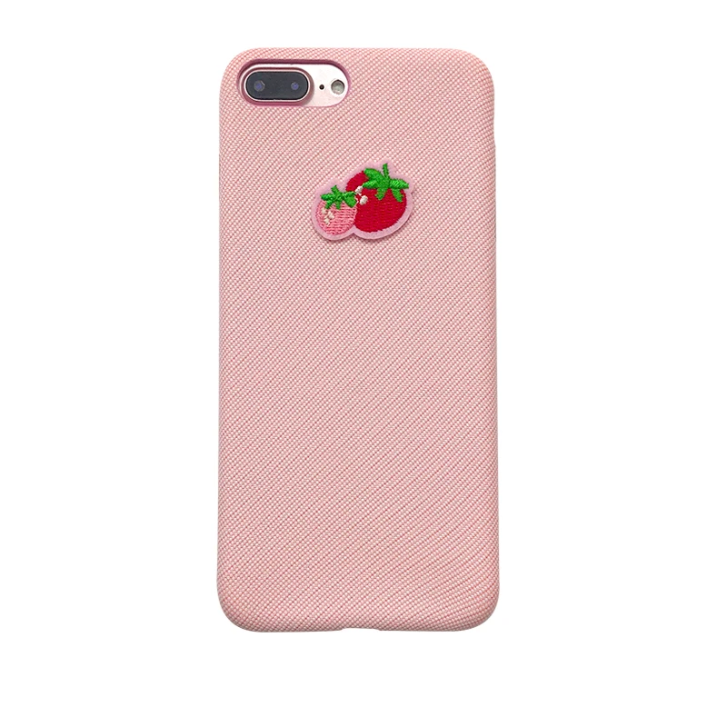 Aoweziic Small fresh strawberry For iPhone X XS MAX XR mobile phone shell embroidery flannelette protection sleeve 6S 7 8plus