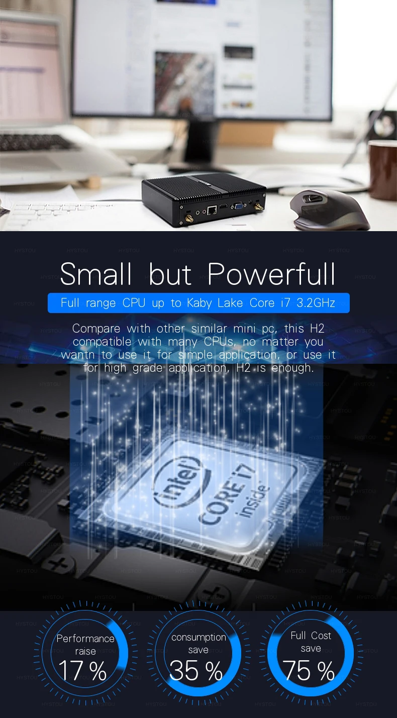 HYSTOU Core i5 7200U i7 4500U Мини ПК Windows 10 HDMI двухдисплейный видеоадаптер порт мини HTPC мини компьютер Linux i3 5505U 4 K tv box PC