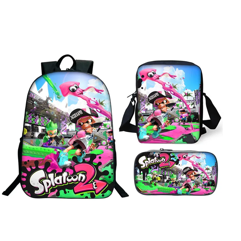 

3Pcs/Set More Cheaper School Bags Splatoon 2 Backpacks For Boy Girls Casual Game Printed Backpacks Sets Splatoon Bag School Gift