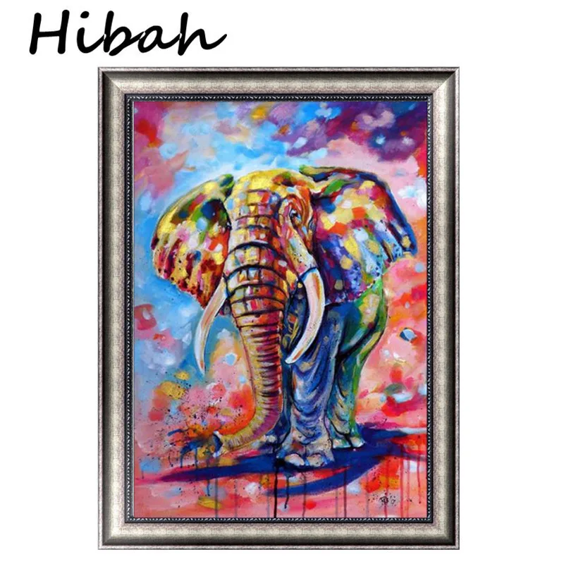 

Diy Diamond Painted Colorful Elephant Full Rhinestone Cross Stitch 5D Mosaic Diamond Embroidery Home Decor