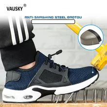 VAUSKY/Мужская Безопасная рабочая обувь; Мужская Уличная обувь со стальным носком; военные армейские ботильоны; неубиваемые стильные дышащие кроссовки