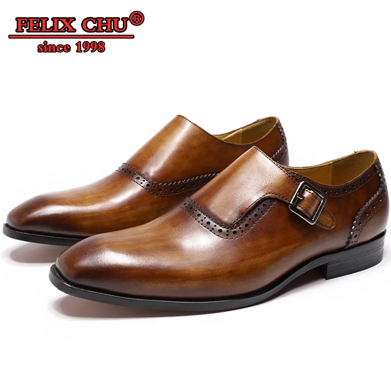 

LUXURY LEATHER MEN SHOES HIGH GRADE SLIP ON MONK STRAP MEDALLION BROWN CASUAL SHOES MEN WEDDING OFFICE FORMAL LOAFERS MEN SHOES