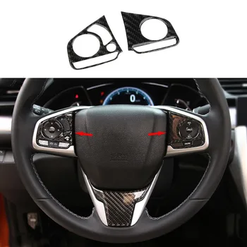 

2Pcs Carbon Fiber Steering Wheel Buttons Cover Trim Decor For Honda Civic 16-17