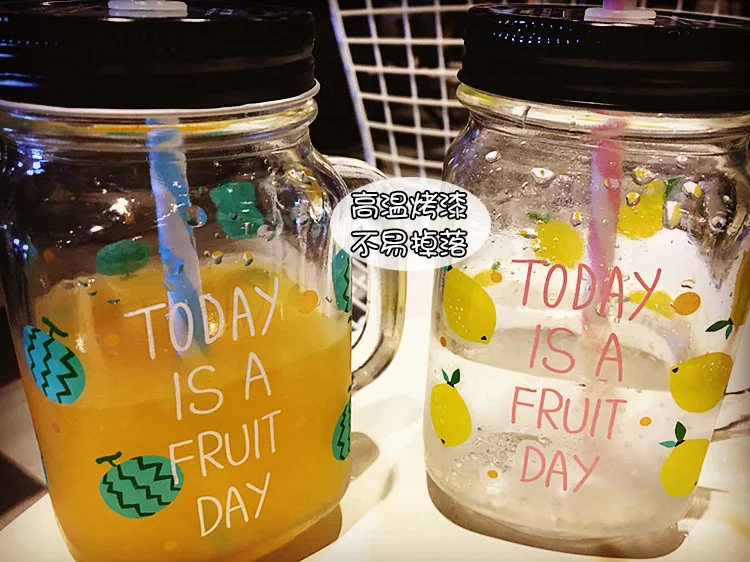 Стеклянная кружка с лимонным дизайном винтажная бутылка для воды кувшин сока мл