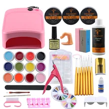 УФ-гель для ногтей набор маникюрных педикюрных инструментов Набор для ногтей УФ-гель 36 Вт УФ лампа инструменты для дизайна ногтей набор гелей для ногтей кисть-инструмент для маникюра Набор