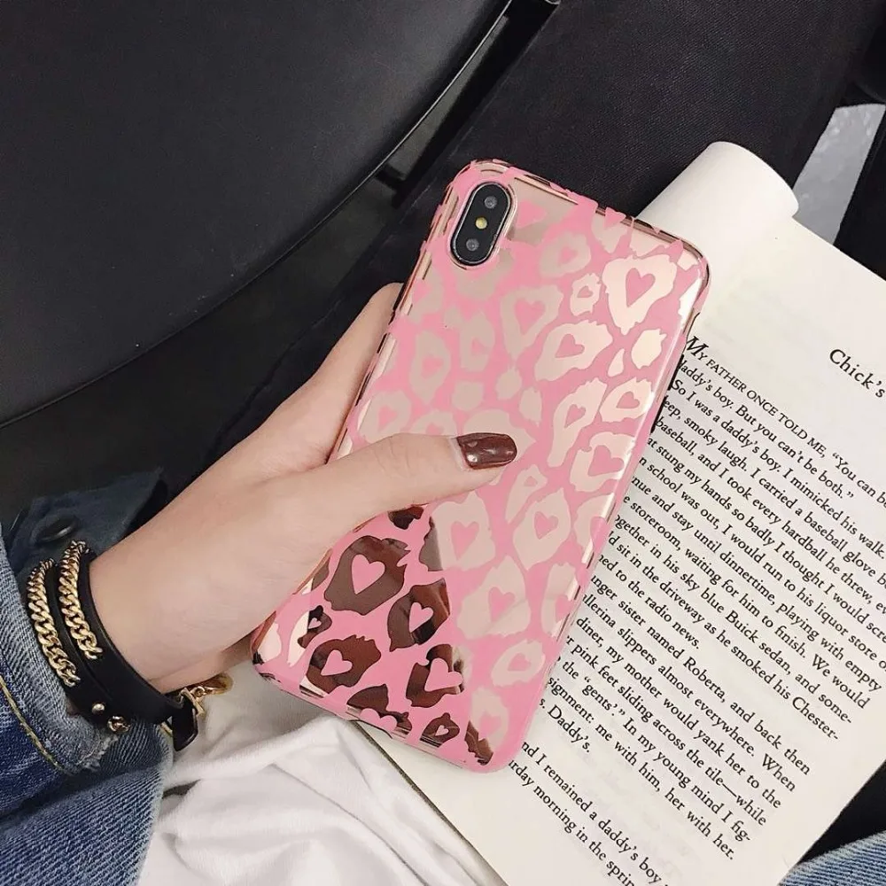 

For iphone X XR XS Max Leopard Print Laser Cover Case For iphone 8 7 6S 6 plus Fashion Glossy Soft Back Cover Capa iPone 6 case