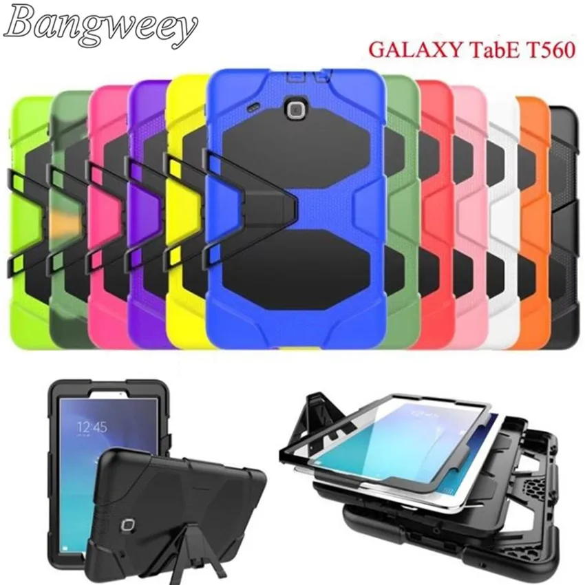 

For Samsung Galaxy Tab E 9.6 case Military Heavy Duty Silicone Rugged Stand Protective Cover For samsung tab e 9.6 t560 sm-T561
