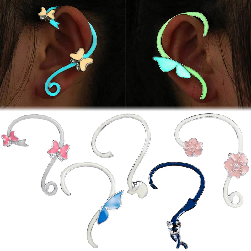 

Punk Luminous Clip Earring Fashion Cat Ear Cuff Trendy Personality Luxury Glow Clip Earrings For Women Party Jewelry Shellhard