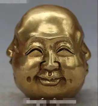 

Chinese Bronze Carving 4 Face Buddha Happy Angry Sad Pleasure Head Bust Statue