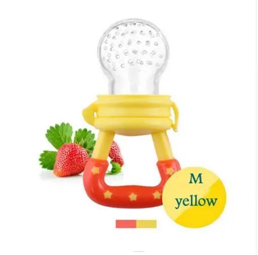 Кормление пустышки безопасные нибблеры для сосков фруктовый Ниблер Кормление нетоксичный инструмент безопасные детские принадлежности соска - Цвет: Yellow M