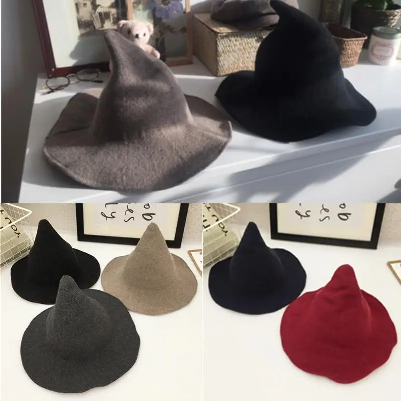 Креативная Современная шляпа ведьмы Из Высококачественной овечьей шерсти шляпа ведьмы на Хэллоуин