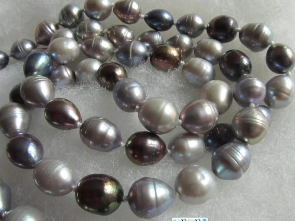 

HOT## Wholesale > 50"12MM NATURAL SOUTH SEA GENUINE BLACK GRAY GREEN BLUE PEARL NECKLACE good lust