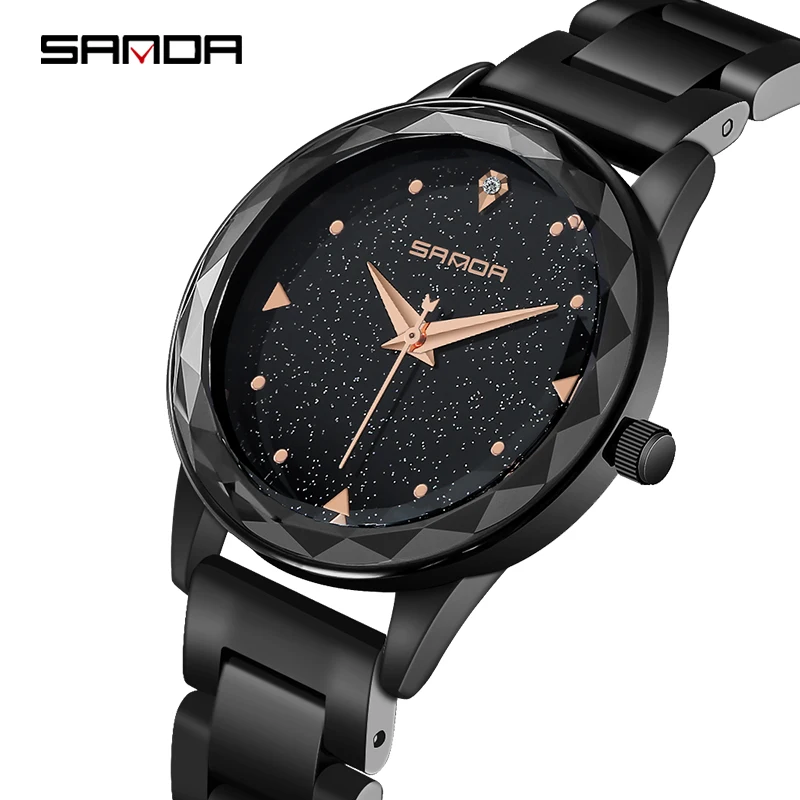 

SANDA Stainless Steel Luxury Brand Lades Crystal Watch Women Dress Watch Fashion Quartz Female Wristwatches relogio feminino