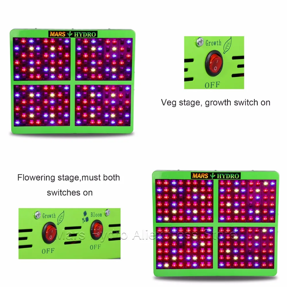 Mars Hydro полный спектр отражатель 1000 Вт светодиодный свет для выращивания и 1680D 120*120*200 см комнатный гроутент комната