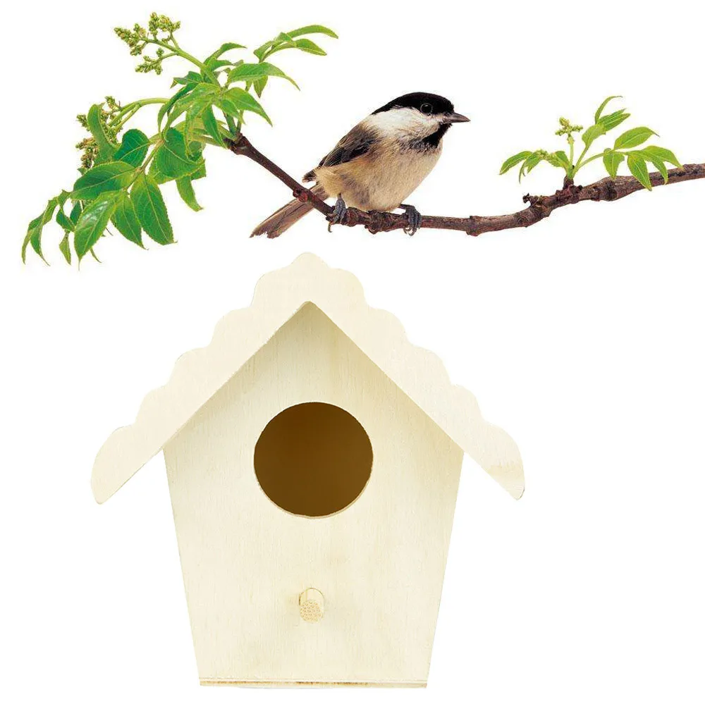 Деревянный птичий домик для детей птичьи клетки гнезда Dox Nest House птичий домик птичья коробка два слоя круглое отверстие декоративные 10