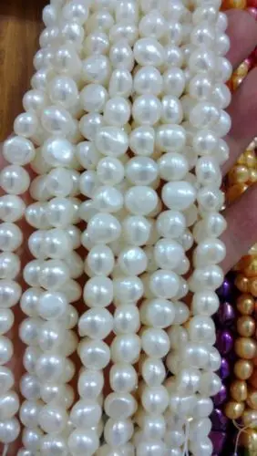 5-6mm White irregular Pearl Loose Beads 14 &quot | Украшения и аксессуары