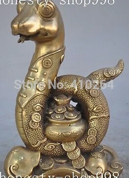 

$GANG $ china bronze copper fengshui zodiac Snake Cornucopia yuanbao wealth lucky statue