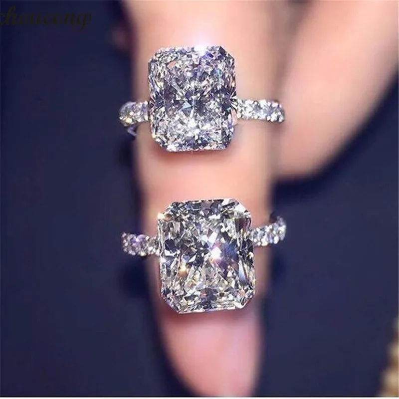 Choucong кольцо принцессы с сердечком, кольцо из стерлингового серебра 925 пробы, фианит AAAAA, обручальное кольцо для женщин, свадебные украшения