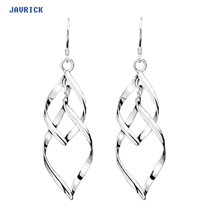 

JAVRICK Twist Wave Design Drop Dangle Earrings Sparkling Ear Stud Double Linear Loops