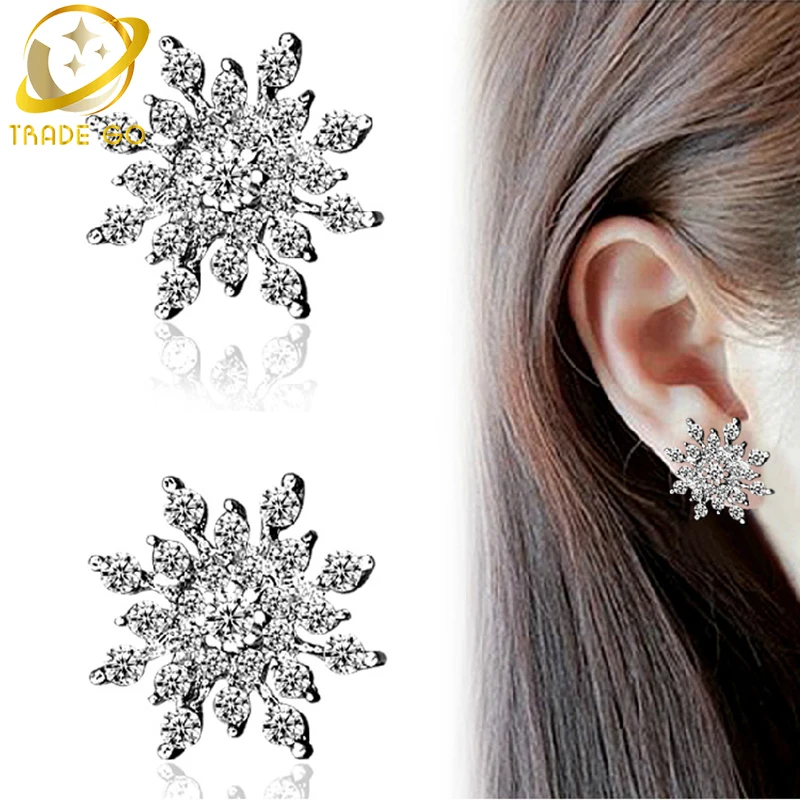 

korean snowflake earrings fashion jewelry brinco aretes boucle d'oreille studs earring women oorbellen aros crystal earing