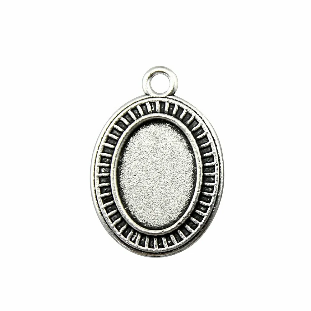 

10pcs 13x18mm Inner Size Oval Cabochons Settings Charms Antique Silver Color Oval Cabochon Base Setting 13x18mm