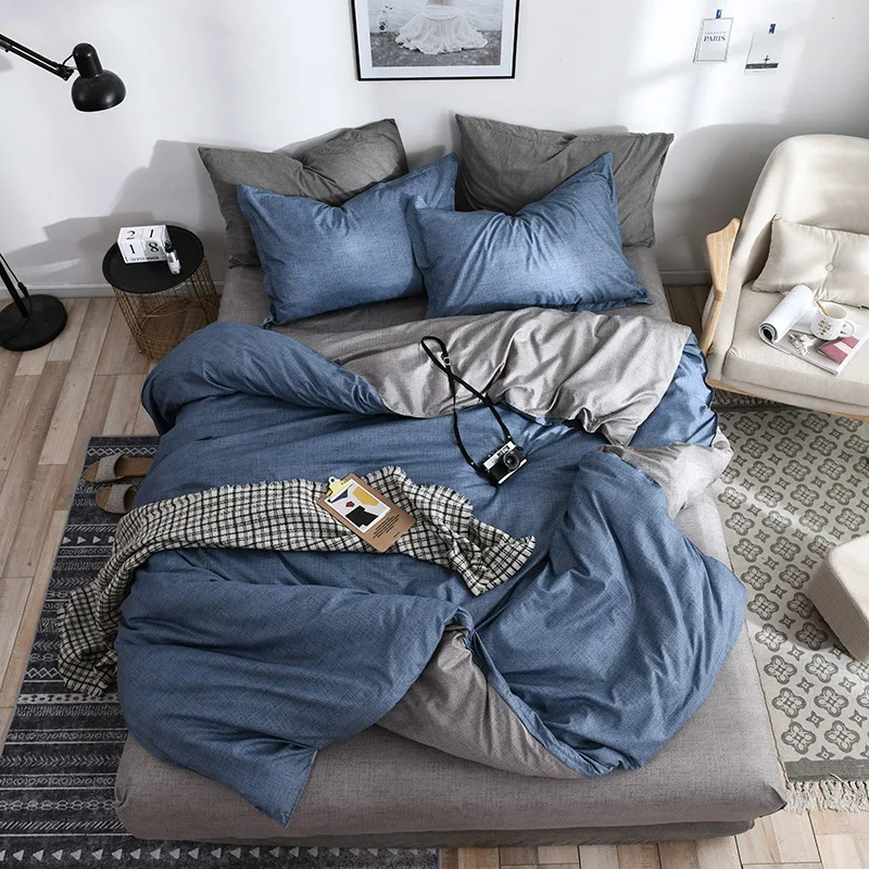 2020 New AB side bedding solid simple bedding set Modern duvet cover set king queen full twin bed l
