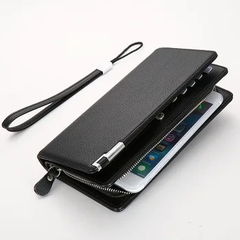 

Men's wallet PU leather handbag multi-function zipper clutch bag large capacity with mobile phone bag