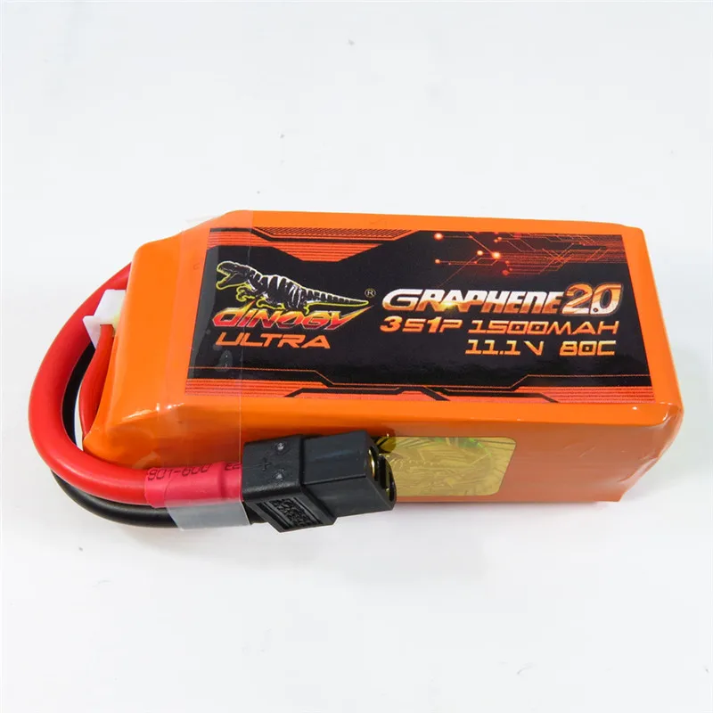 

Giant Power DINOGY ULTRA GRAPHENE 2.0 11.1V 1500mAh 80C 3S Rechargeable Lipo Battery XT60 Plug For RC FPV Racing Multicopter