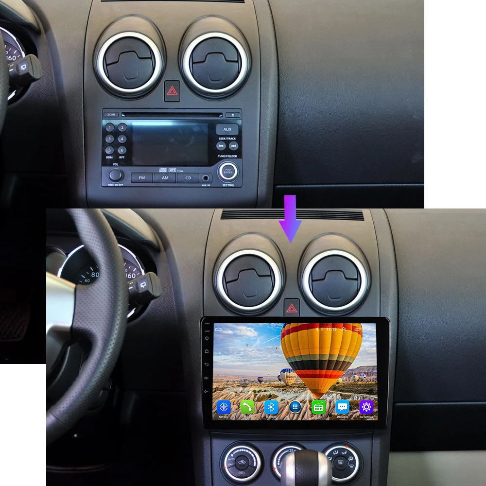 EKIY 9 'ips Автомобильный мультимедийный видео плеер Медиа gps навигация Android 8,1 No 2 Din Авто Радио для Nissan Qashqai 2006-2013
