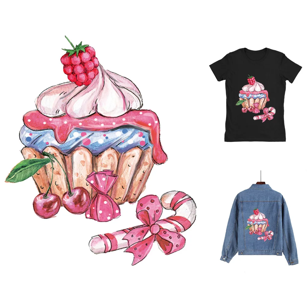 

Xugar Cake Star Lovely Style Sticker Cartoon Summer Food Transfer Vinyl Watermelon Ice Cream Ironing Heat Transfer For Cloth