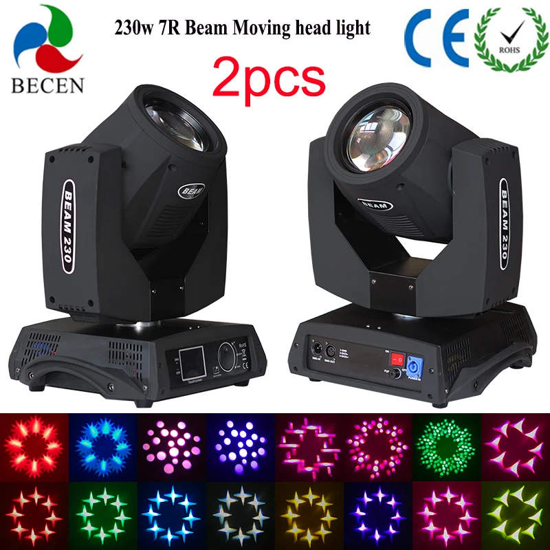 

BECEN 2pcs Sharpy Beam OSRAM 230W 7r Beam Light DMX512 Control Moving Head Lights Professional Stage Party Stage Lighting Effect