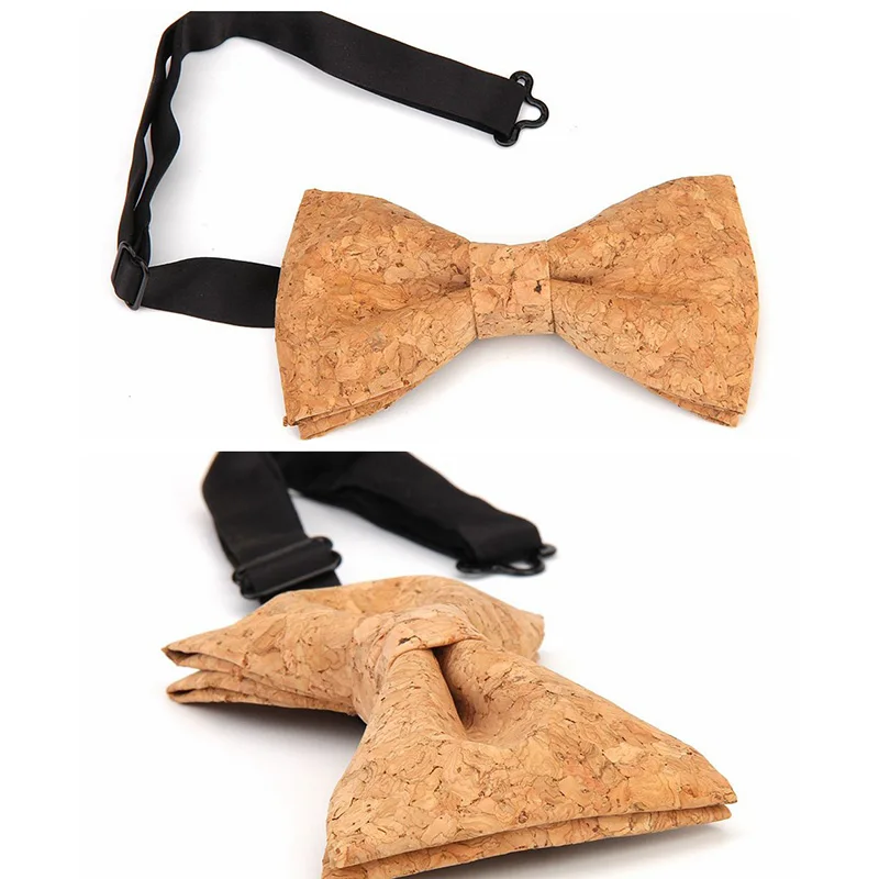 Men Cork Wood Bow Tie Wooden Bow Ties Novelty Handmade Solid Bowtie For Wedding Party Accessories Neckwear RBOCOTT