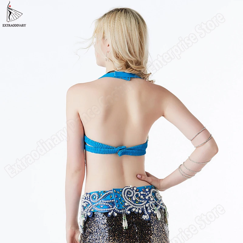 Oriental Bra Hip Scarf Belly Dance Costume Carnival Women Bellydance Beaded Shinning Rhinestones Bra Belt 2 Pcs Eastern Outfits