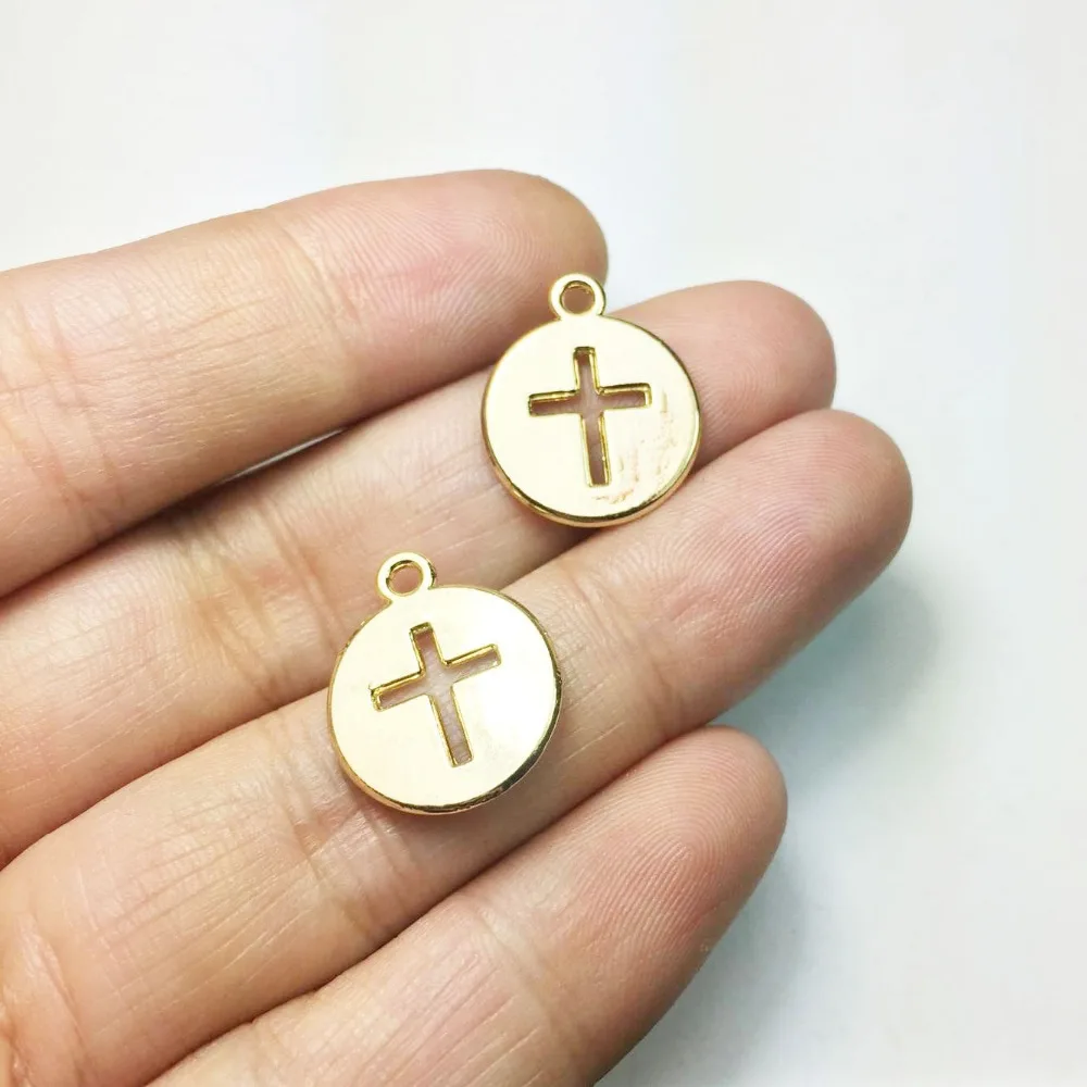 

Eruifa 20pcs 15mm Nice Cross Coin Zinc Alloy necklace,earring bracelet jewelry DIY handmade Gold and silver
