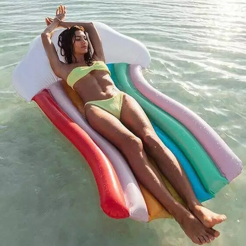

Rooxin Float Swimming Ring for Adult 180cm Rainbow Inflatable Swimming Floating Island Pool Raft Ride-On Swimming Mattress Pool
