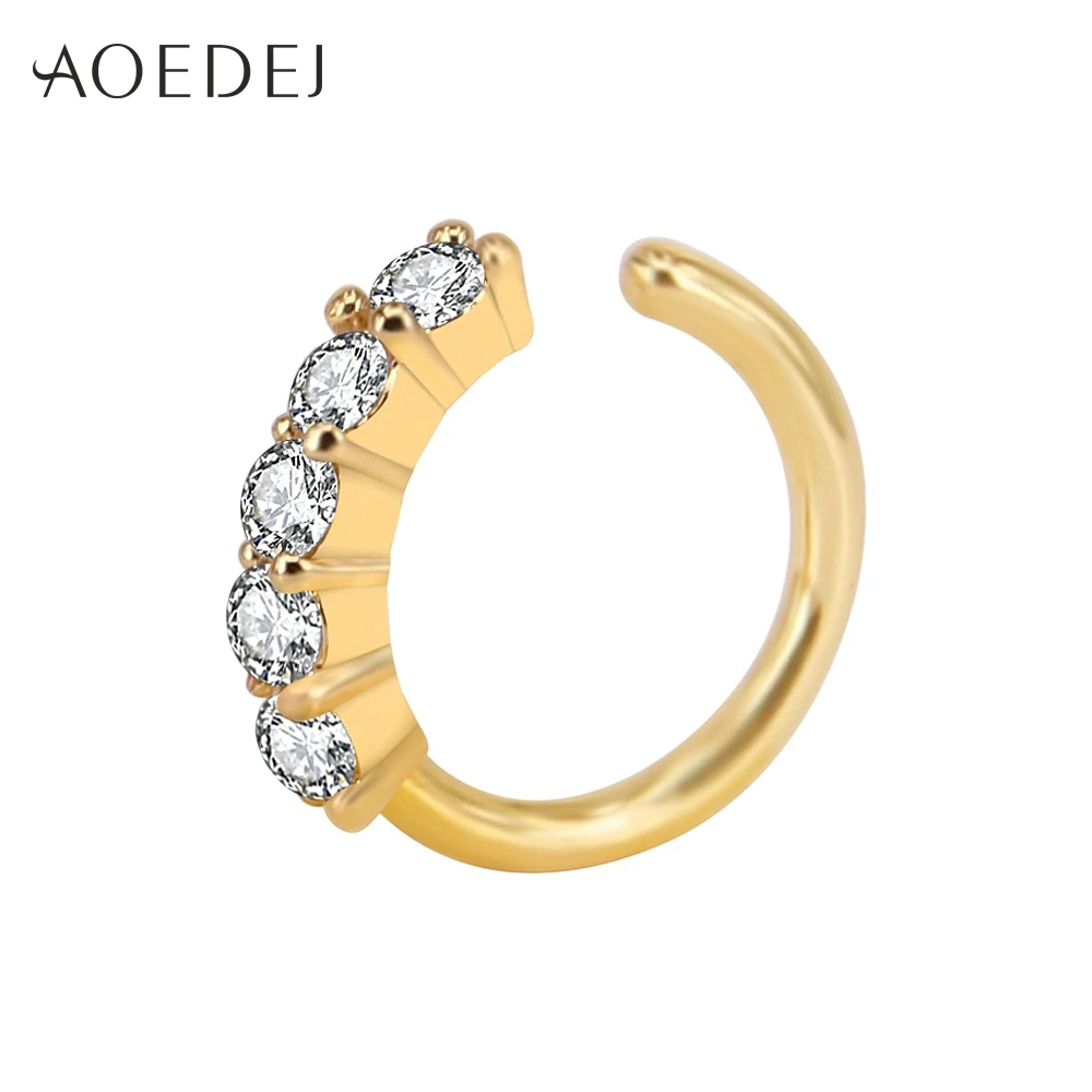 Gold AOEDEJ Кристальное носовое кольцо золотого цвета 8 мм украшение для пирсинга носа Tpyes Helix серьги для ушного хряща пирсинг Nez Tragus - Окраска металла: Gold