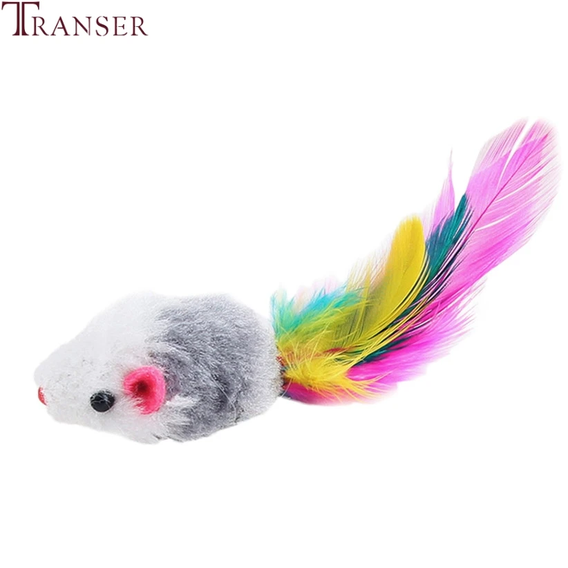 Transer Pet Supply 1 шт. Мягкие плюшевые Ложные мыши мышь кошка интерактивные игрушки для собак игрушка с красочными перьями 71229