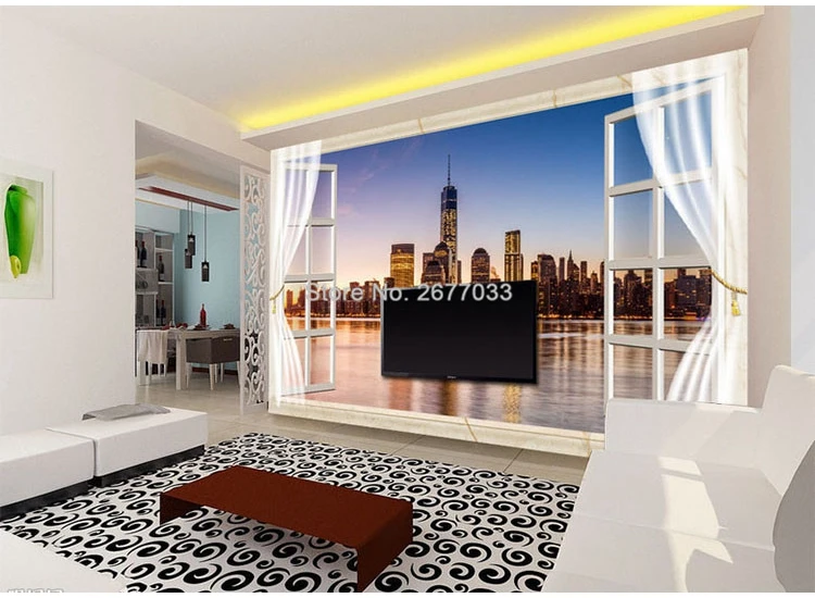 Современные New York City Night View стены тканью фото обои для Гостиная Сафо фон Home Decor Водонепроницаемый 3D настенная Фреска