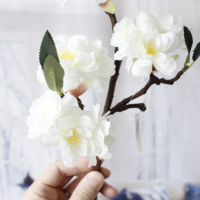 cheap bulk Artificial Cherry blossoms Silk+Plastic flowers Sakura branch for Home hotel shop wedding occasion decoration ornament christmas eve party 22 26