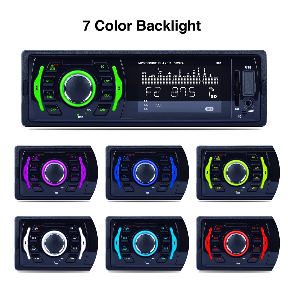 

3 Inch 1 DIN LCD Display Digital In-Dash Bluetooth 7 Color Light Car Stereo FM Radio MP3 Audio Player Aux Input / SD / USB / MP3