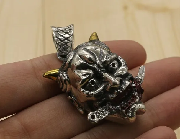 Ожерелье с подвеской Evil Oni Noh Hannya из стерлингового серебра 925 пробы