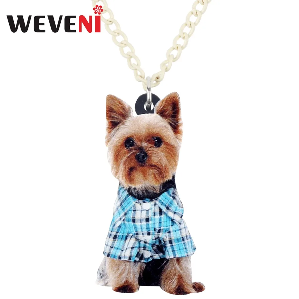WEVENI collar de cadena con colgante de perro Yorkshire Terrier, camisa