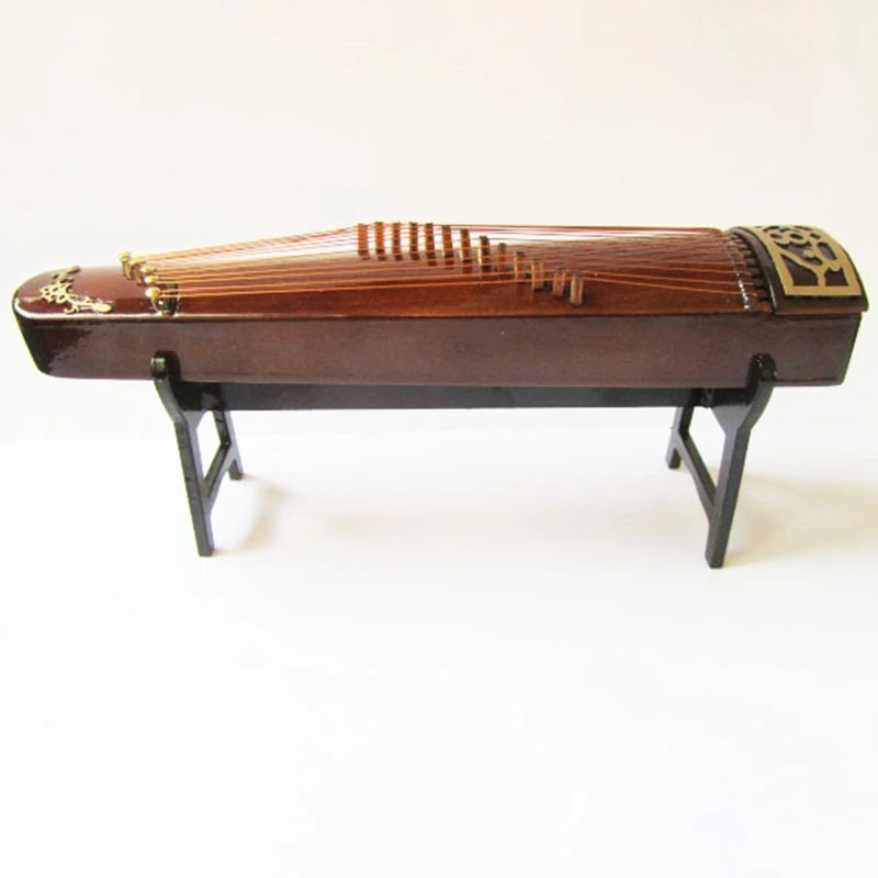 Мини guzheng Модель Китайская традиционная Zither коллекция музыкальных инструментов декоративные украшения модель подарок чехол с подставкой