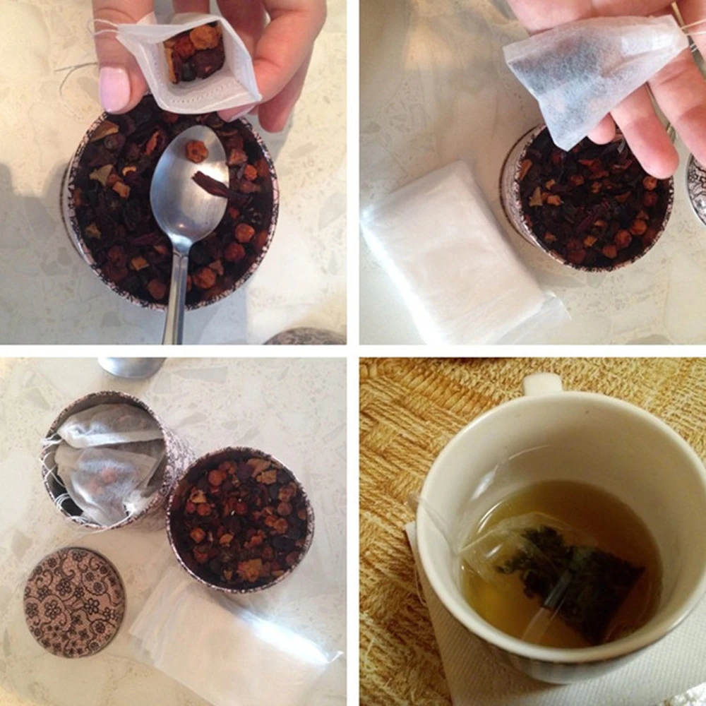 100 шт./лот чайные пакетики пустые ароматизированные чайные пакетики со струной Heal Seal фильтровальная бумага для травяной листовой чай Bolsas de te 5,5*7 см