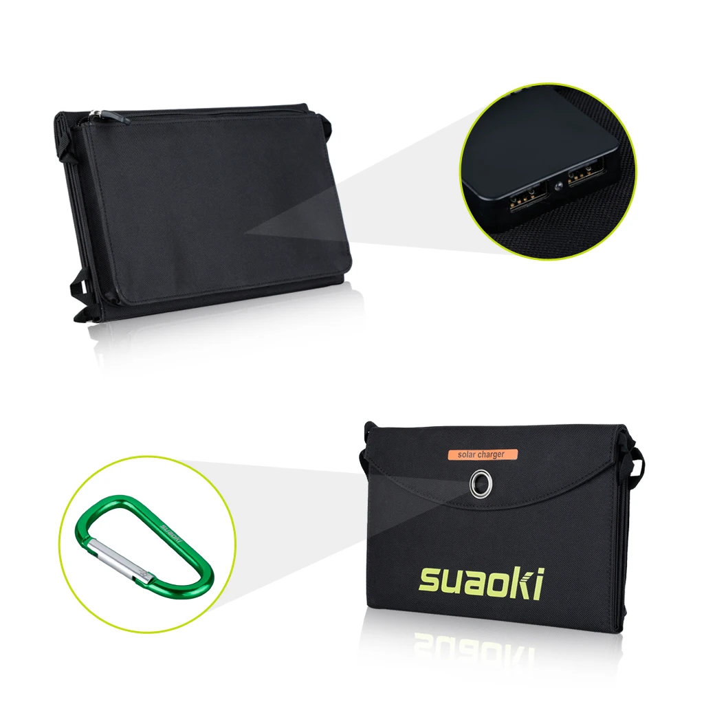 Suaoki 25 Вт солнечная панель портативное складное водонепроницаемое солнечное зарядное устройство двойной USB Мобильный Внешний аккумулятор для телефона батарея для отдыха на природе